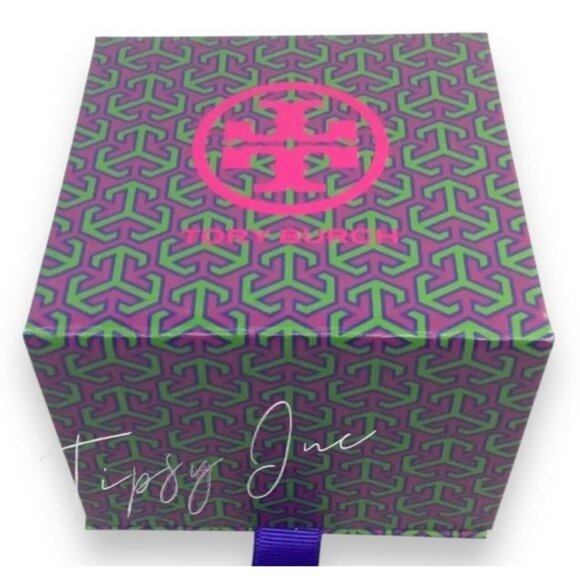 Tory Burch Gold Tone Logo Bracelet With Textured Band & Iconic Emblem - Picture 8 of 9